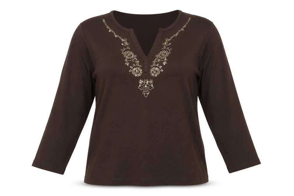 Womens UK Size XL Reflections Brown Basic Blouse