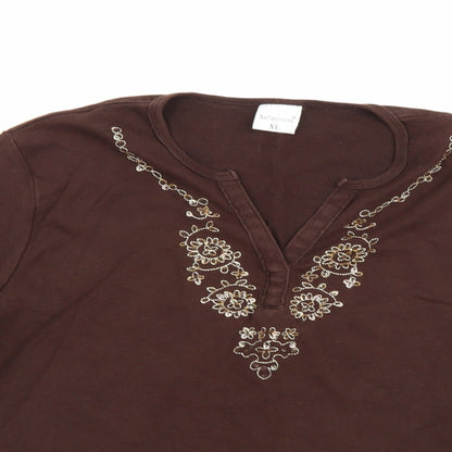 Womens UK Size XL Reflections Brown Basic Blouse