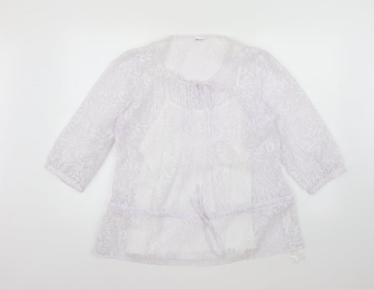 Damart Womens White Floral  Basic Blouse Size 14