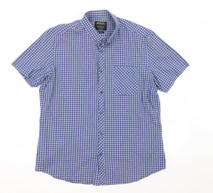 Mens UK Size XL Burton London Blue  Button-Up Short Sleeve Casual Shirt