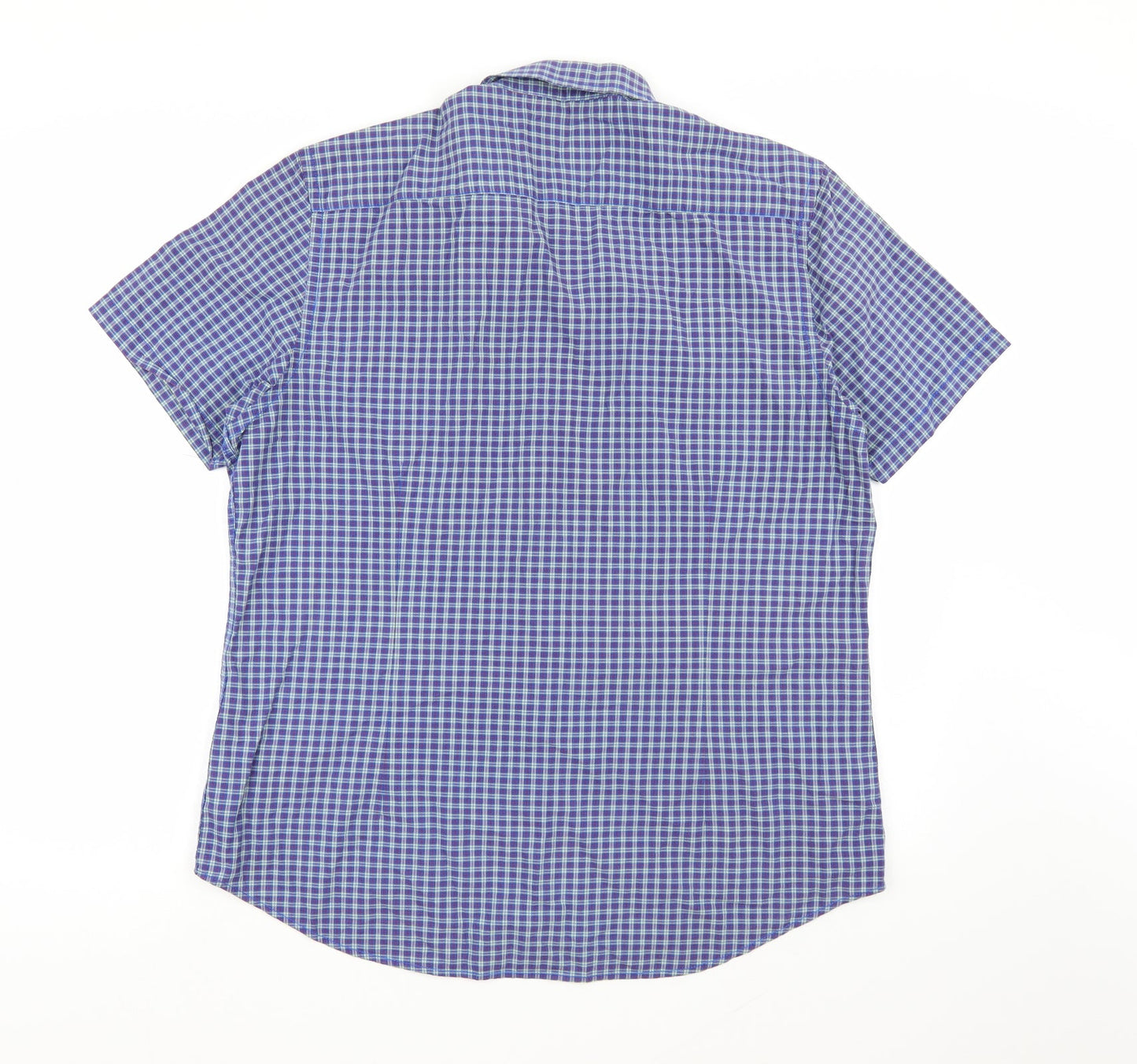Mens UK Size XL Burton London Blue  Button-Up Short Sleeve Casual Shirt