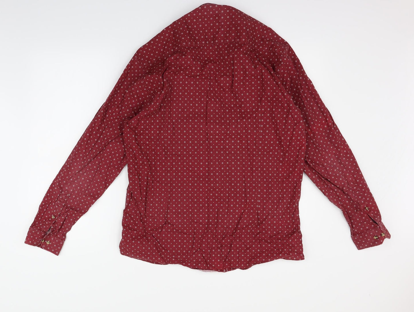Mens UK Size 17 Cedar Wood State Red  Button-Up Long Sleeve Casual Shirt
