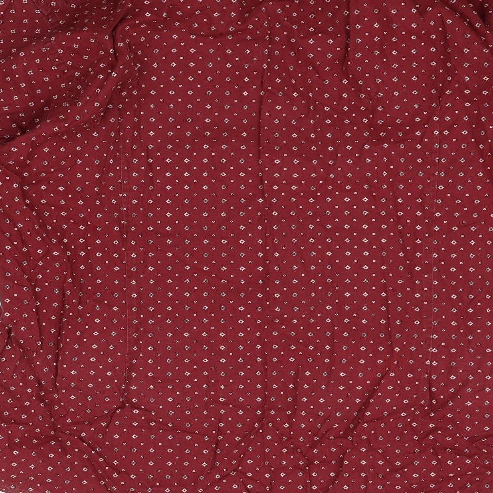 Mens UK Size 17 Cedar Wood State Red  Button-Up Long Sleeve Casual Shirt