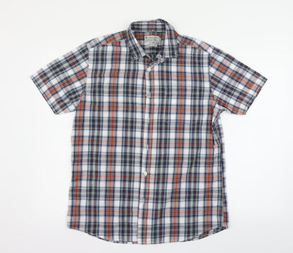 tu  Womens White Check  Basic Button-Up Size M