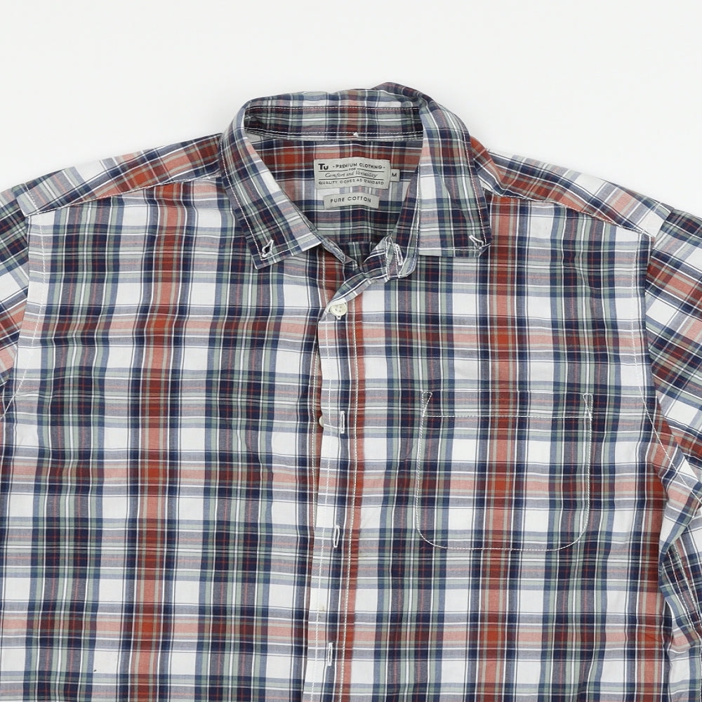 tu  Womens White Check  Basic Button-Up Size M