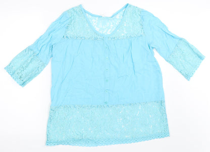 Womens UK Size S Preworn Blue Basic Blouse