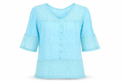 Womens UK Size S Preworn Blue Basic Blouse