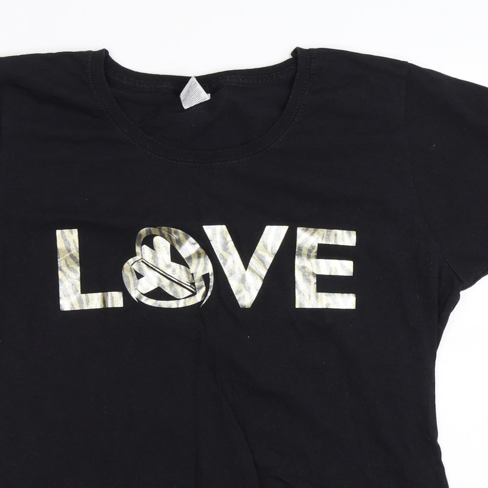 Womens UK Size 2XL Fruit of the Loom Black Basic T-Shirt