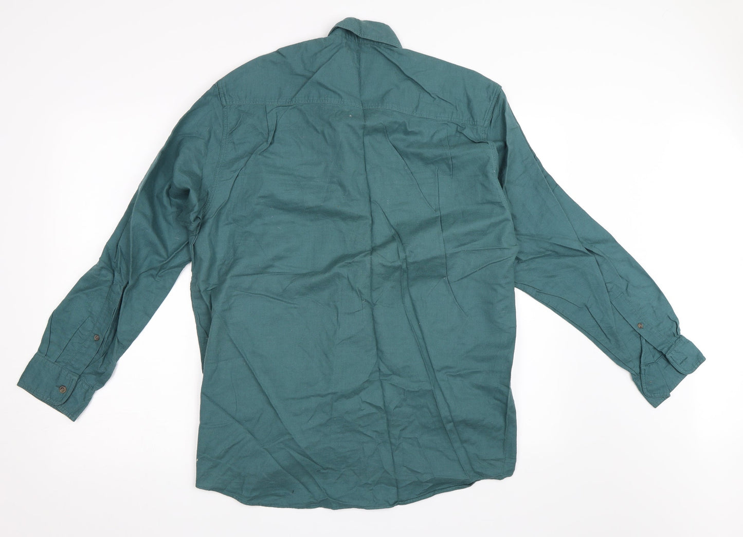 Mens UK Size S Preworn Green  Button-Up Long Sleeve Casual Shirt