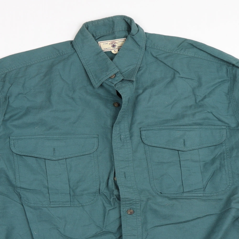 Mens UK Size S Preworn Green  Button-Up Long Sleeve Casual Shirt