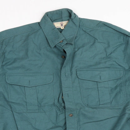 Mens UK Size S Preworn Green  Button-Up Long Sleeve Casual Shirt
