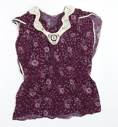 Womens UK Size 14 South Purple Basic Blouse