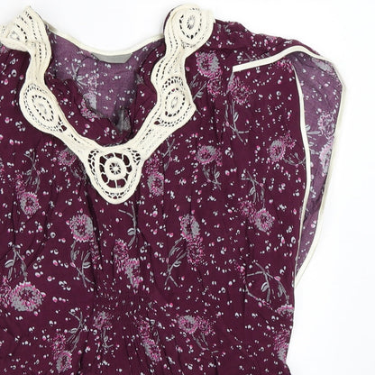 Womens UK Size 14 South Purple Basic Blouse