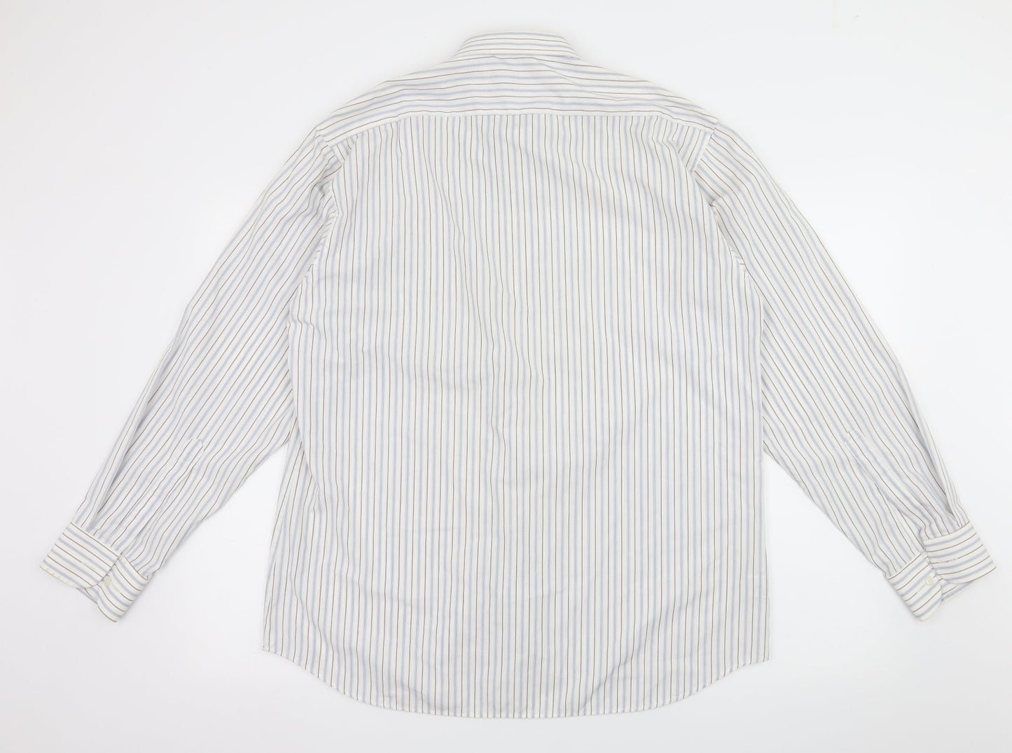 Mens UK Size 16 Marks and Spencer White  Button-Up Long Sleeve Casual Shirt