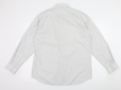 Mens UK Size 16 Marks and Spencer White  Button-Up Long Sleeve Casual Shirt