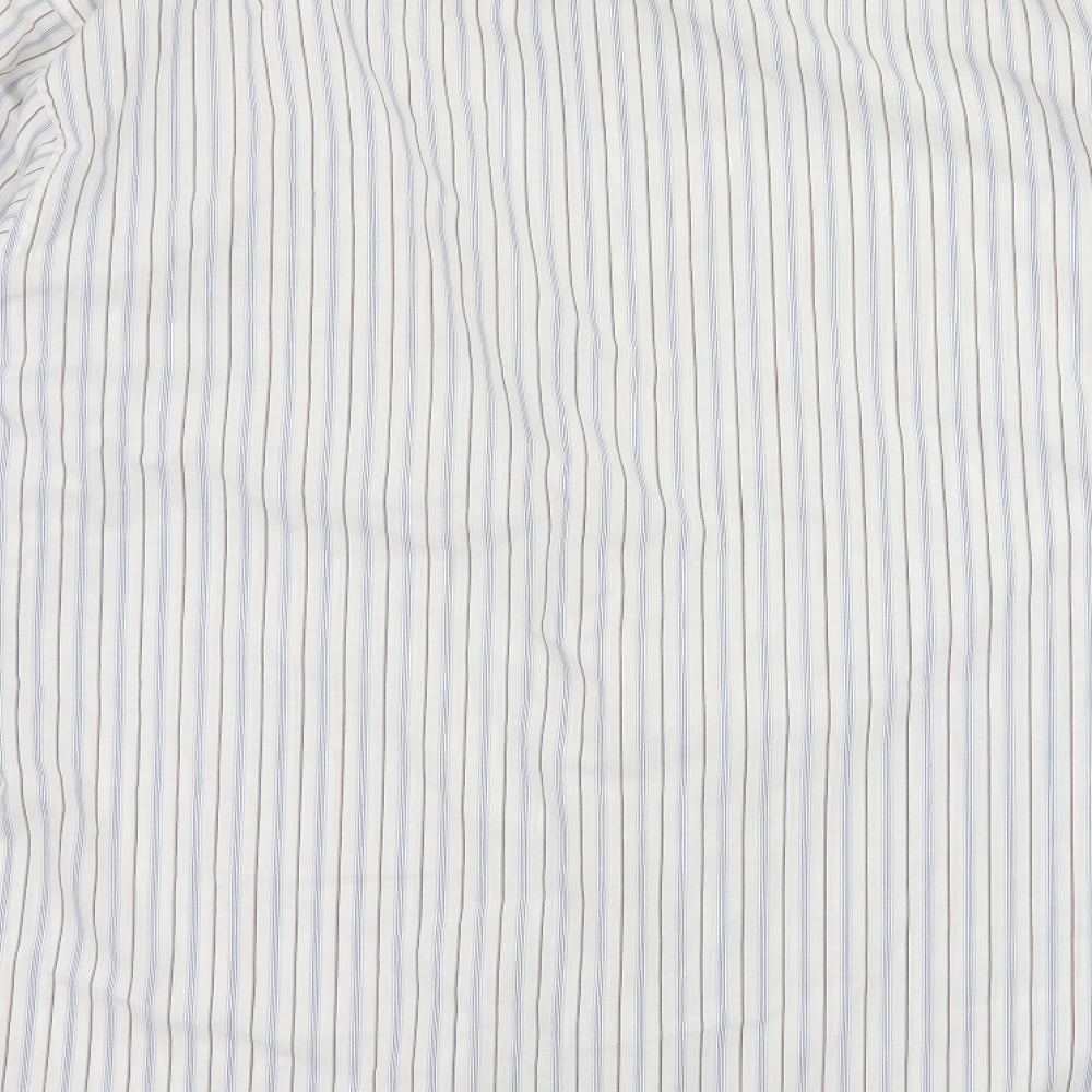 Mens UK Size 16 Marks and Spencer White  Button-Up Long Sleeve Casual Shirt