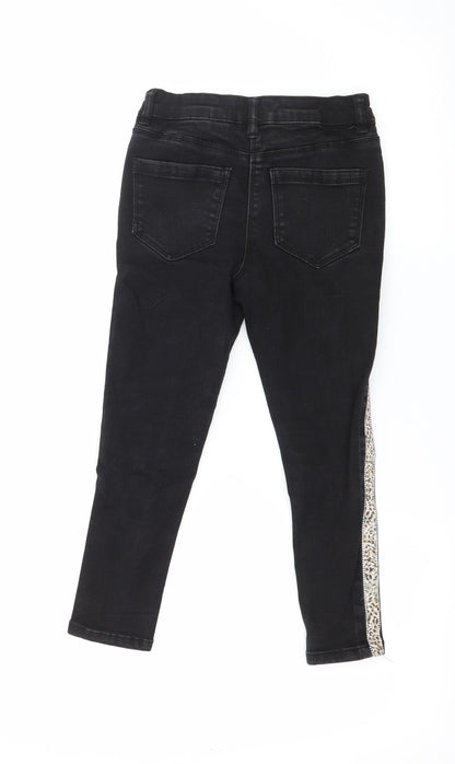 Matalan Girls Black Striped Denim Skinny Jeans Size 6 Years