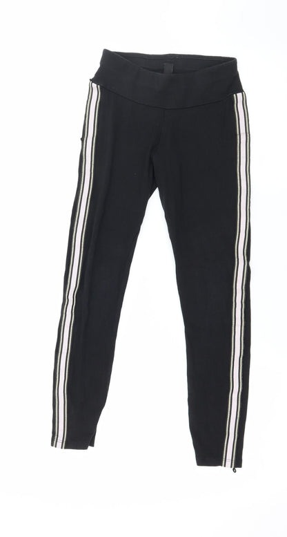 New Look Girls Black Striped Jersey Jegging Trousers Size 9 Years