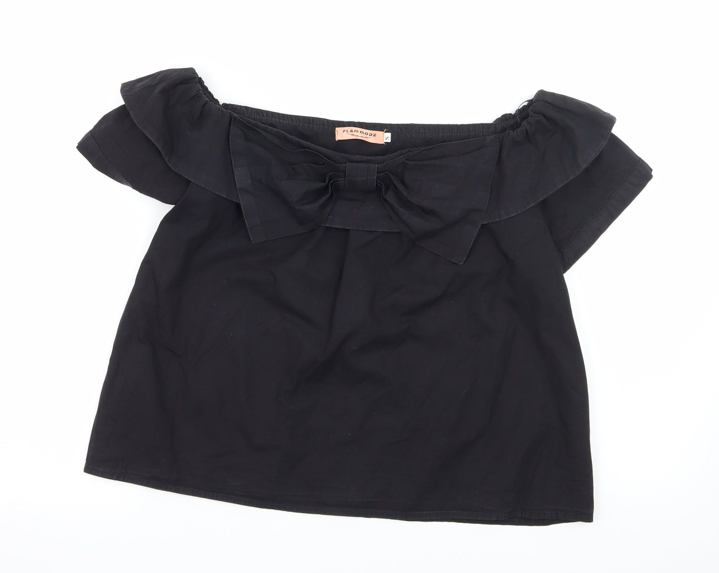 Womens UK Size S Flammode Black Basic Blouse