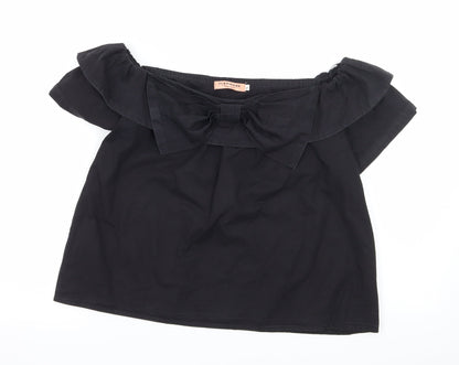 Womens UK Size S Flammode Black Basic Blouse