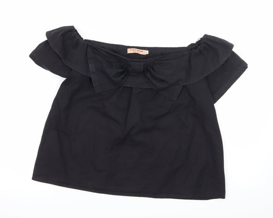 Womens UK Size S Flammode Black Basic Blouse