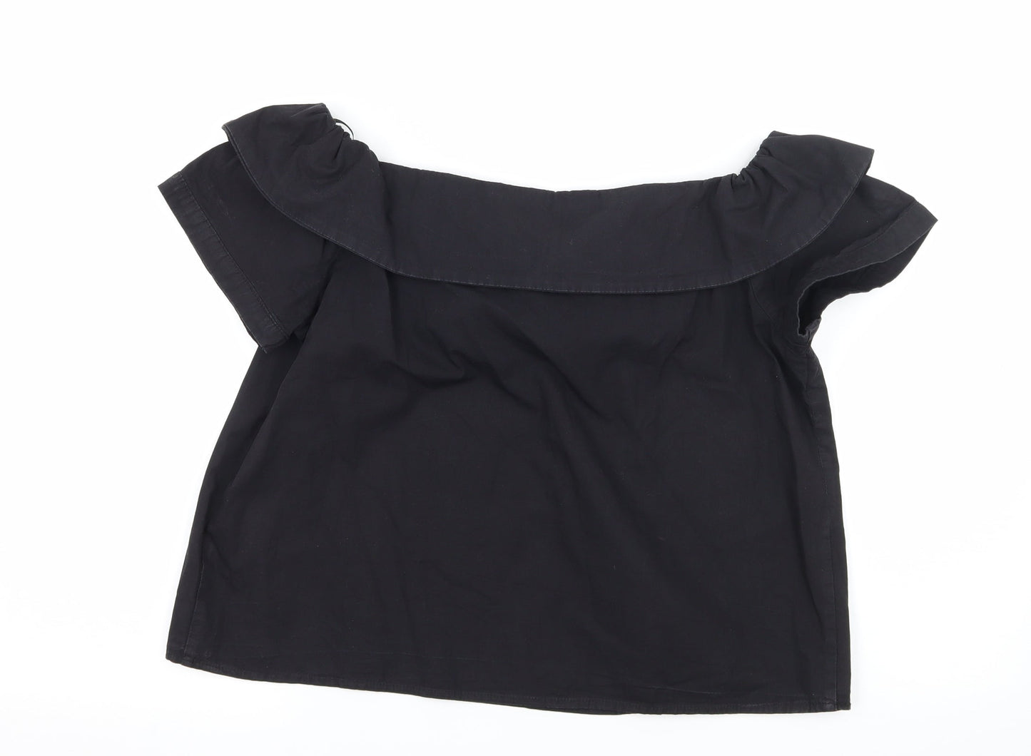 Womens UK Size S Flammode Black Basic Blouse
