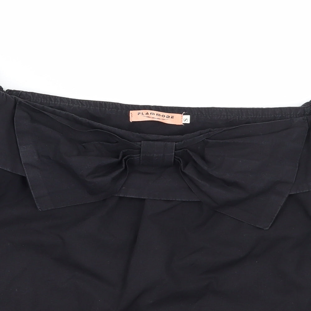 Womens UK Size S Flammode Black Basic Blouse