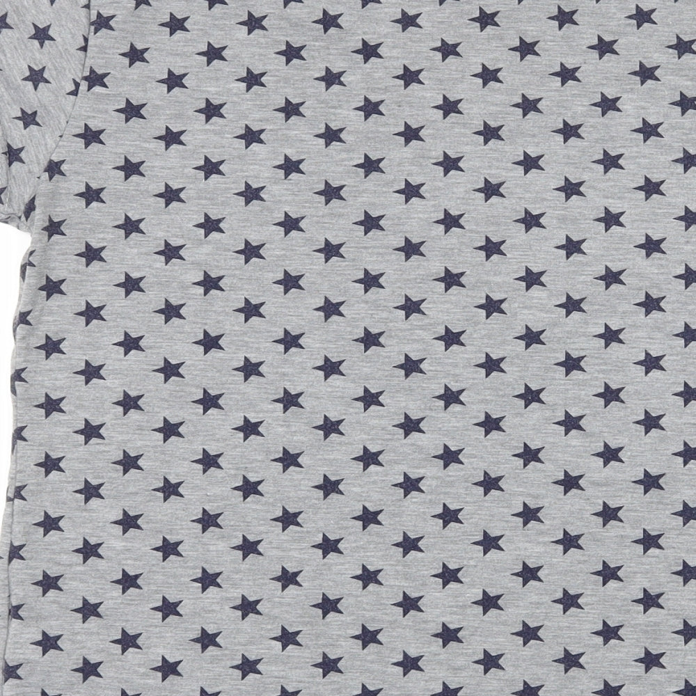 Luna Loves Womens Grey Geometric Jersey Basic T-Shirt Size S  - Stars