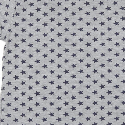 Luna Loves Womens Grey Geometric Jersey Basic T-Shirt Size S  - Stars