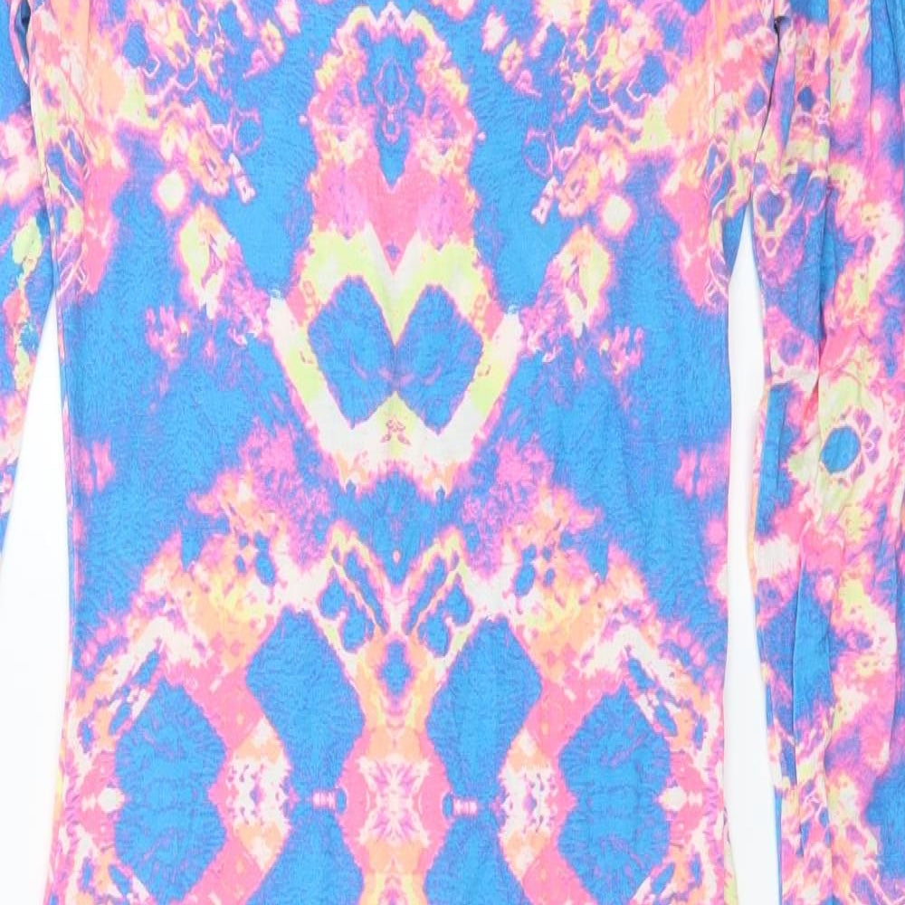 Influence Womens Blue Geometric Jersey Bodycon  Size S  - Abstract