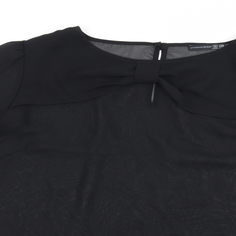 Womens UK Size 12 Atmosphere Black Basic Blouse