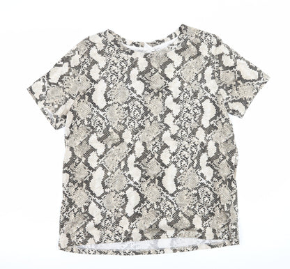 H&M Womens Brown Animal Print Jersey Basic T-Shirt Size S