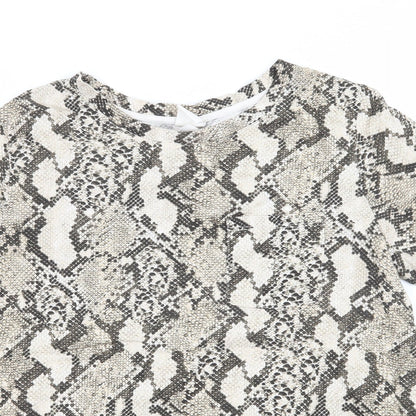 H&M Womens Brown Animal Print Jersey Basic T-Shirt Size S