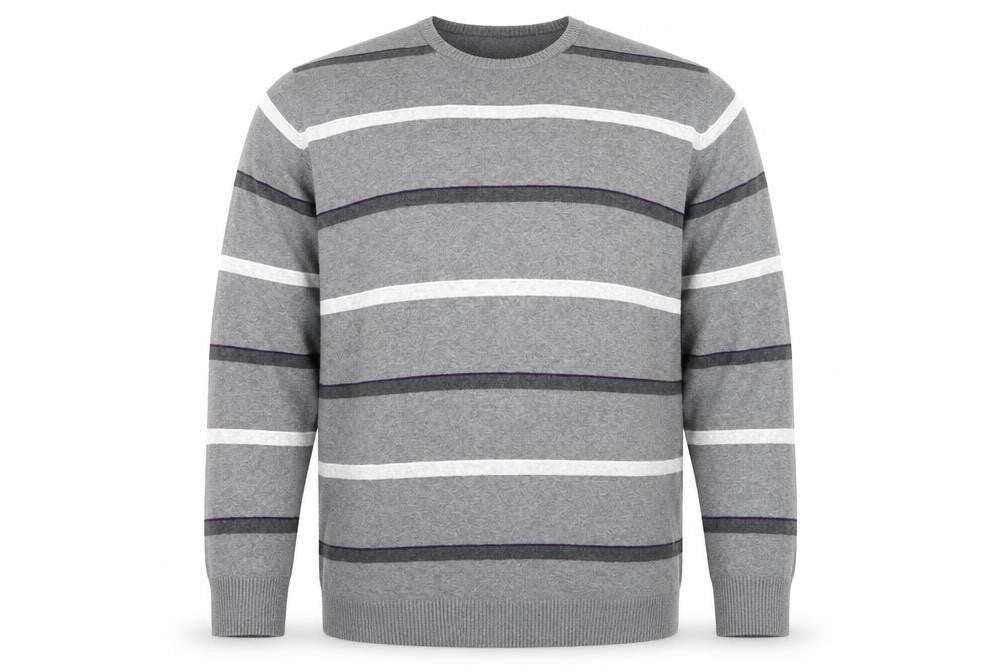 Mens UK Size 2XL Atlantic Bay Grey Pullover Jumper