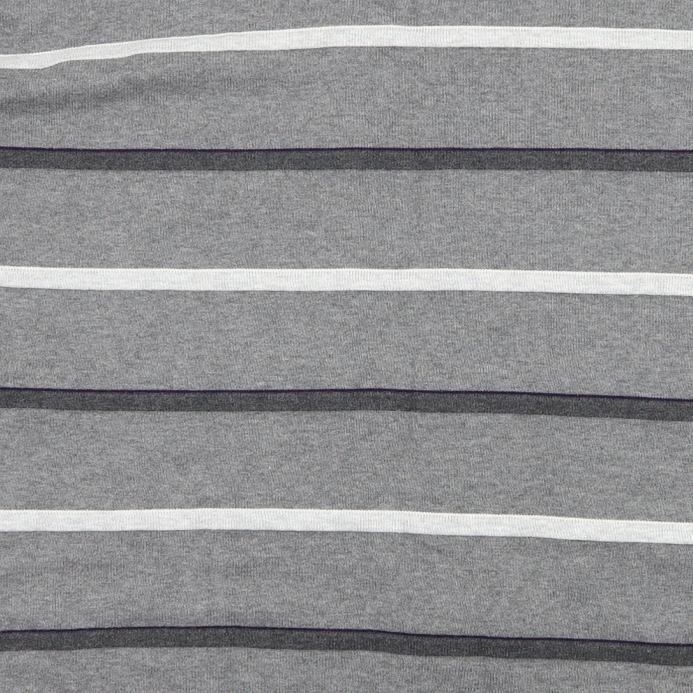 Atlantic Bay Mens Grey Striped Knit Pullover Jumper Size 2XL