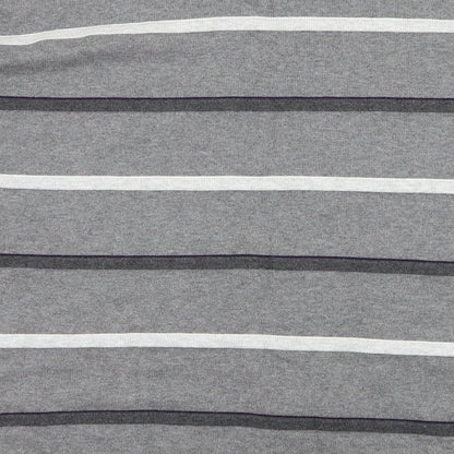 Atlantic Bay Mens Grey Striped Knit Pullover Jumper Size 2XL