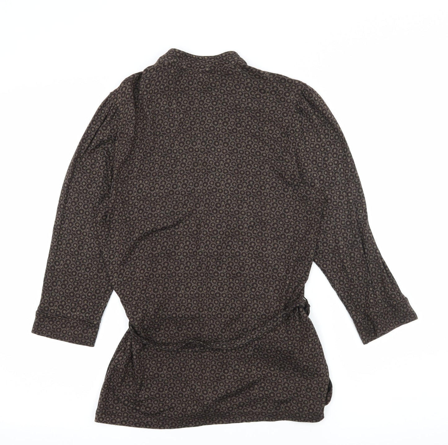 George Womens Brown Polka Dot Jersey Basic Button-Up Size 8