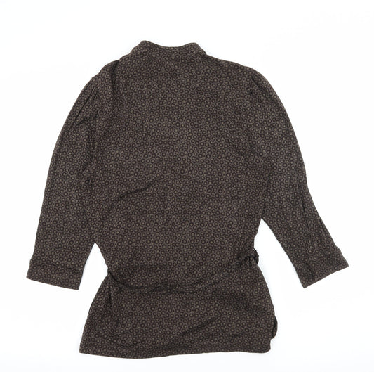 George Womens Brown Polka Dot Jersey Basic Button-Up Size 8