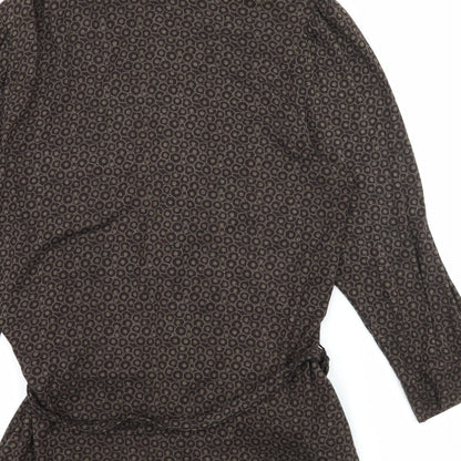 George Womens Brown Polka Dot Jersey Basic Button-Up Size 8