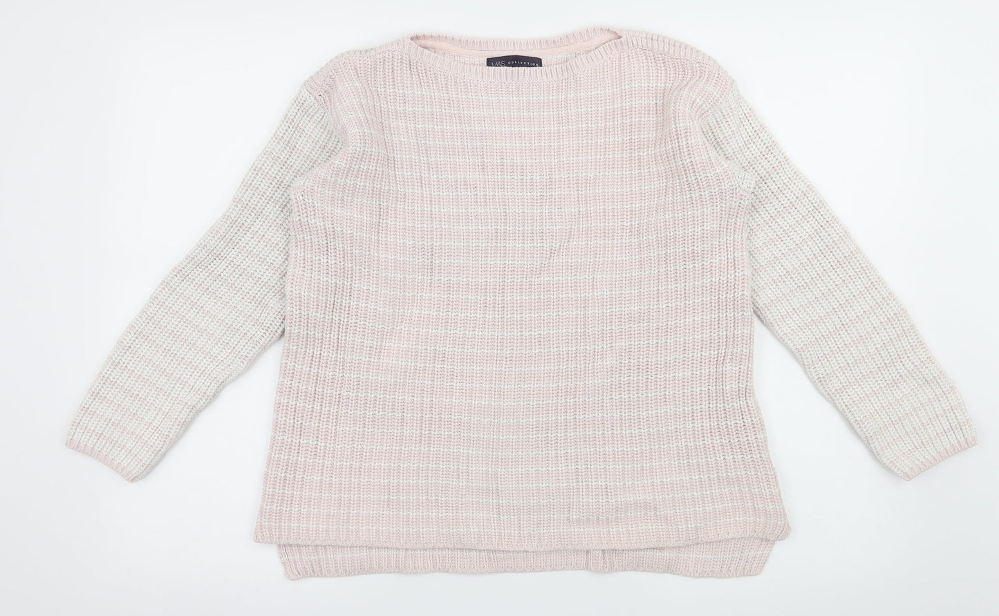 Marks and Spencer Womens Pink Striped Knit Pullover Jumper Size M