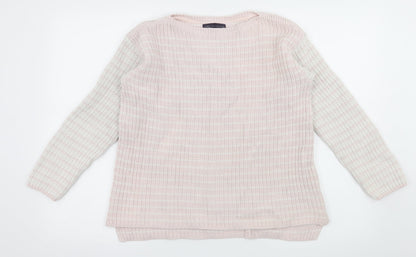 Marks and Spencer Womens Pink Striped Knit Pullover Jumper Size M
