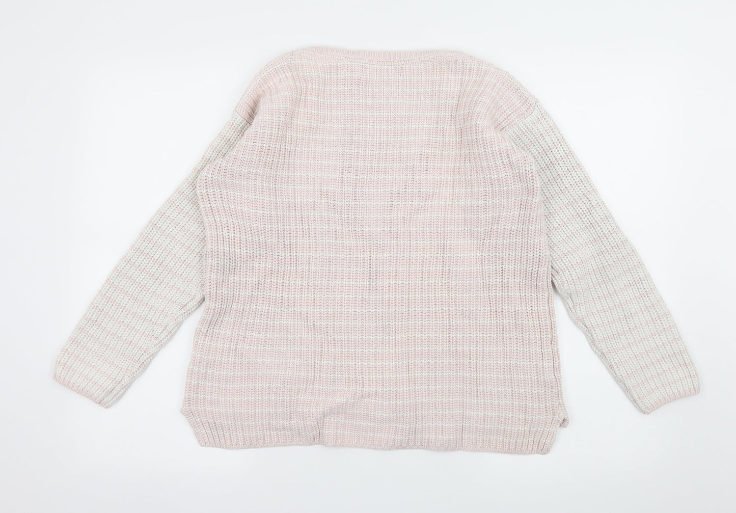 Marks and Spencer Womens Pink Striped Knit Pullover Jumper Size M
