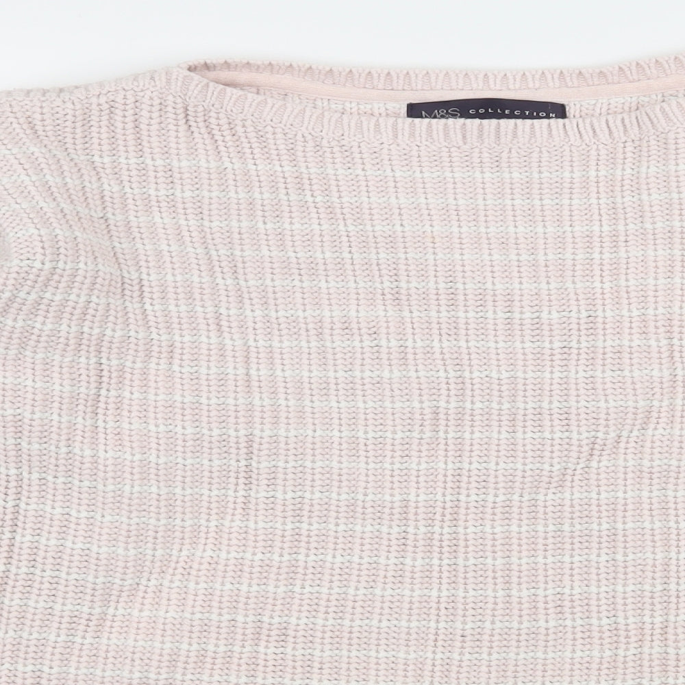 Marks and Spencer Womens Pink Striped Knit Pullover Jumper Size M