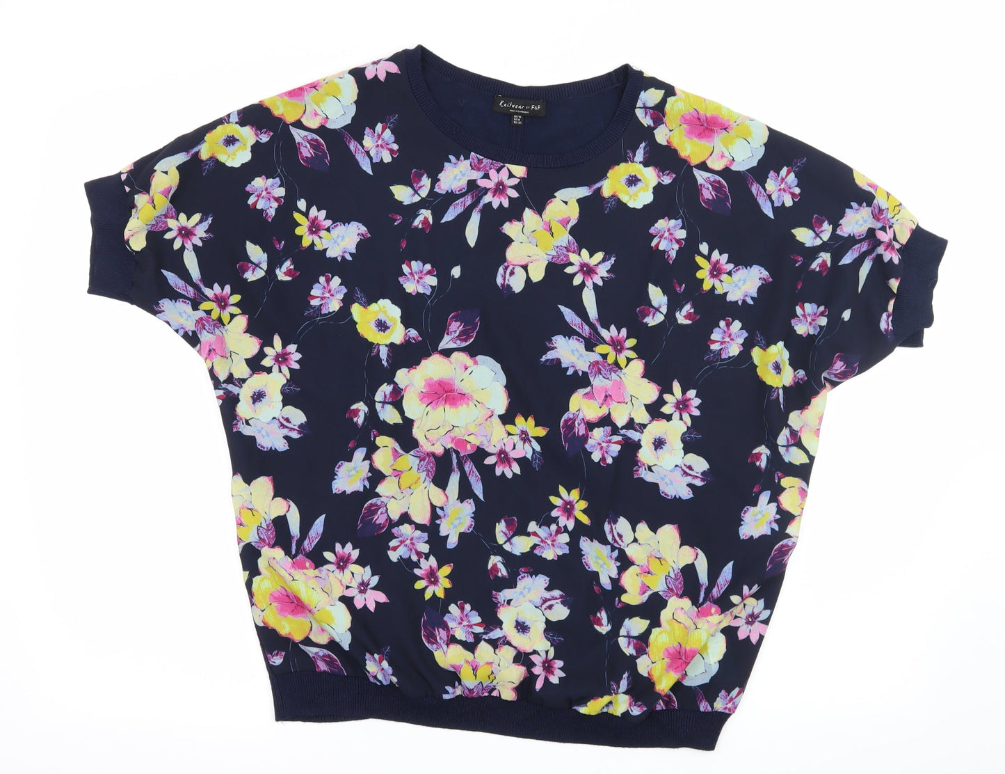 F&F Womens Blue Floral  Basic Blouse Size 10