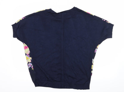 F&F Womens Blue Floral  Basic Blouse Size 10