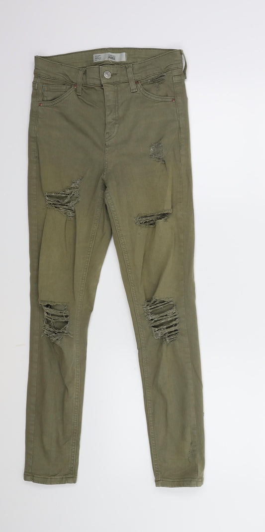 Topshop Womens Green  Denim Skinny Jeans Size 26 in L30 in