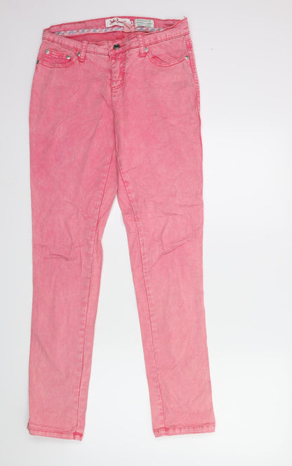 Womens UK Size 10 John Boner Regular Fit Skinny Pink Jeans