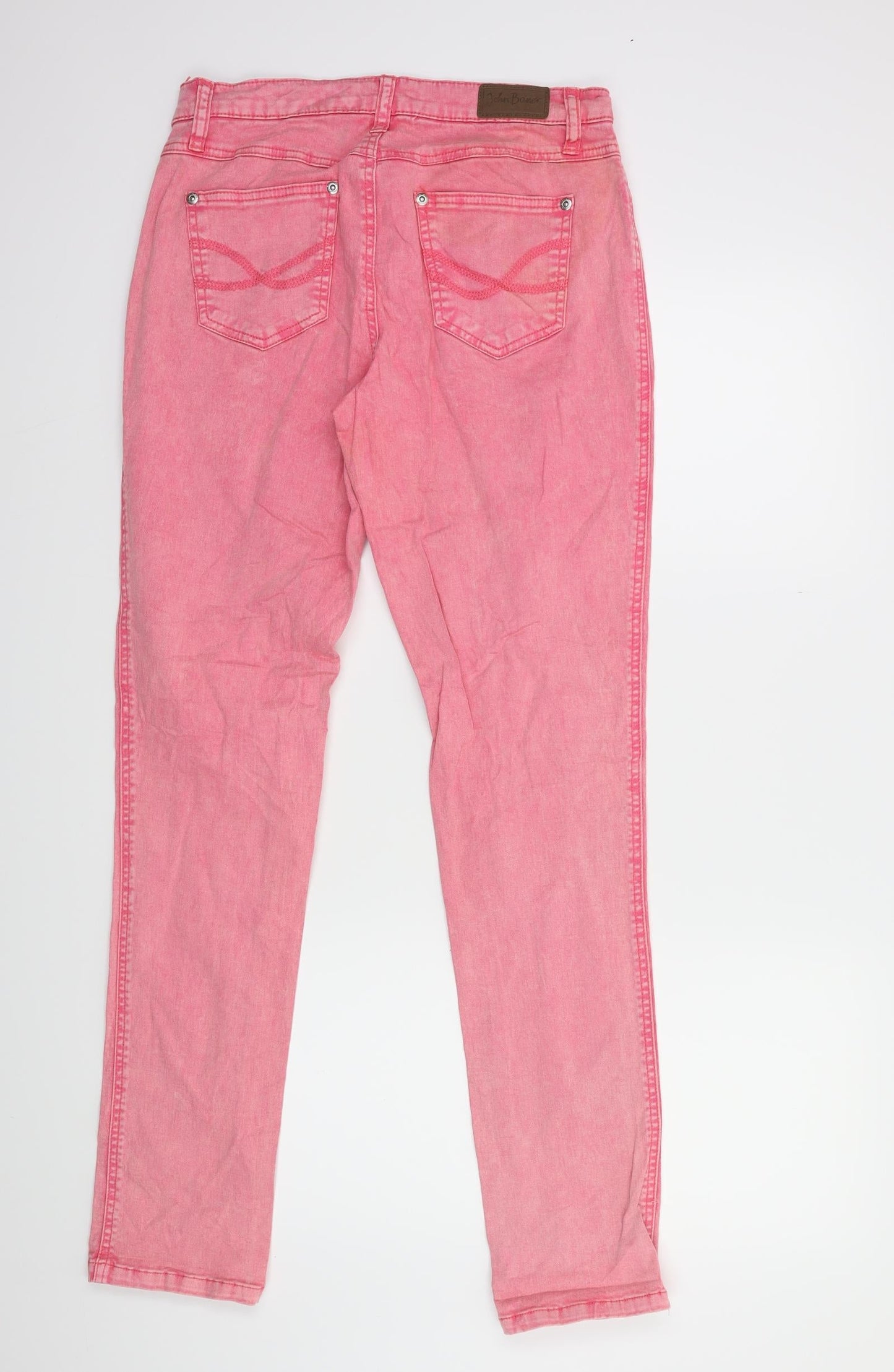 Womens UK Size 10 John Boner Regular Fit Skinny Pink Jeans