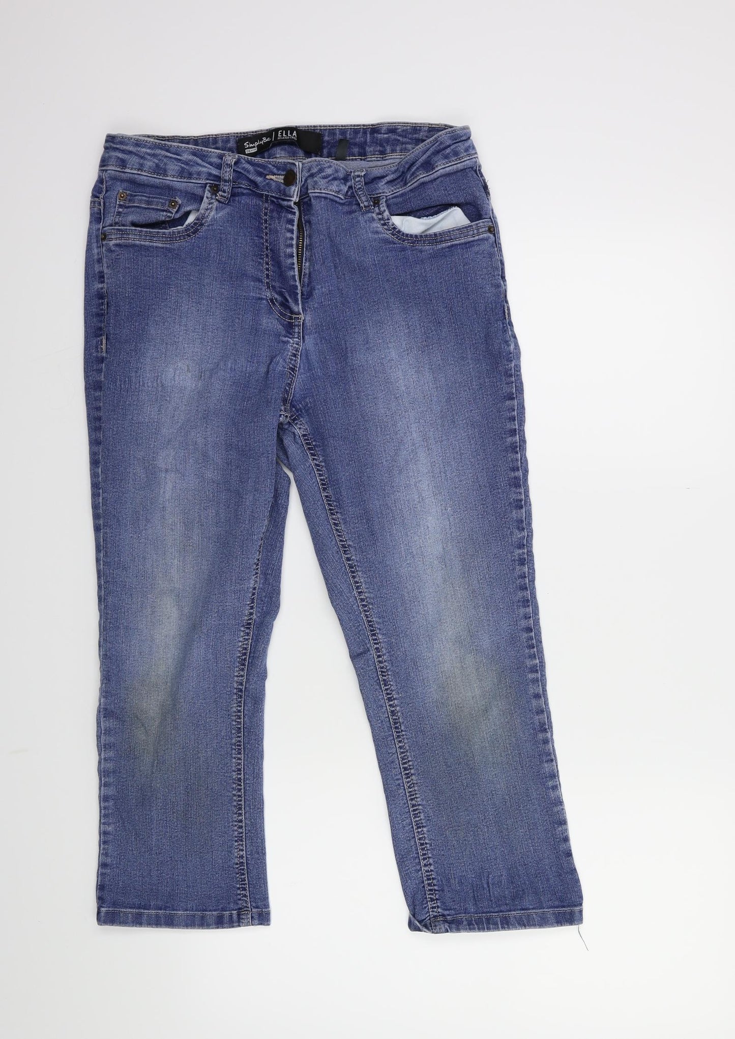 Womens UK Size 30 in Preworn Regular Fit Cropped Blue Jeans