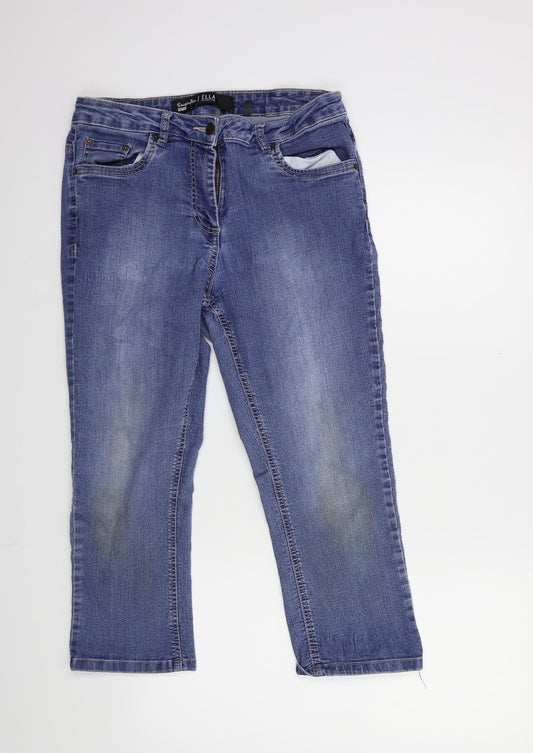 Womens UK Size 30 in Preworn Regular Fit Cropped Blue Jeans